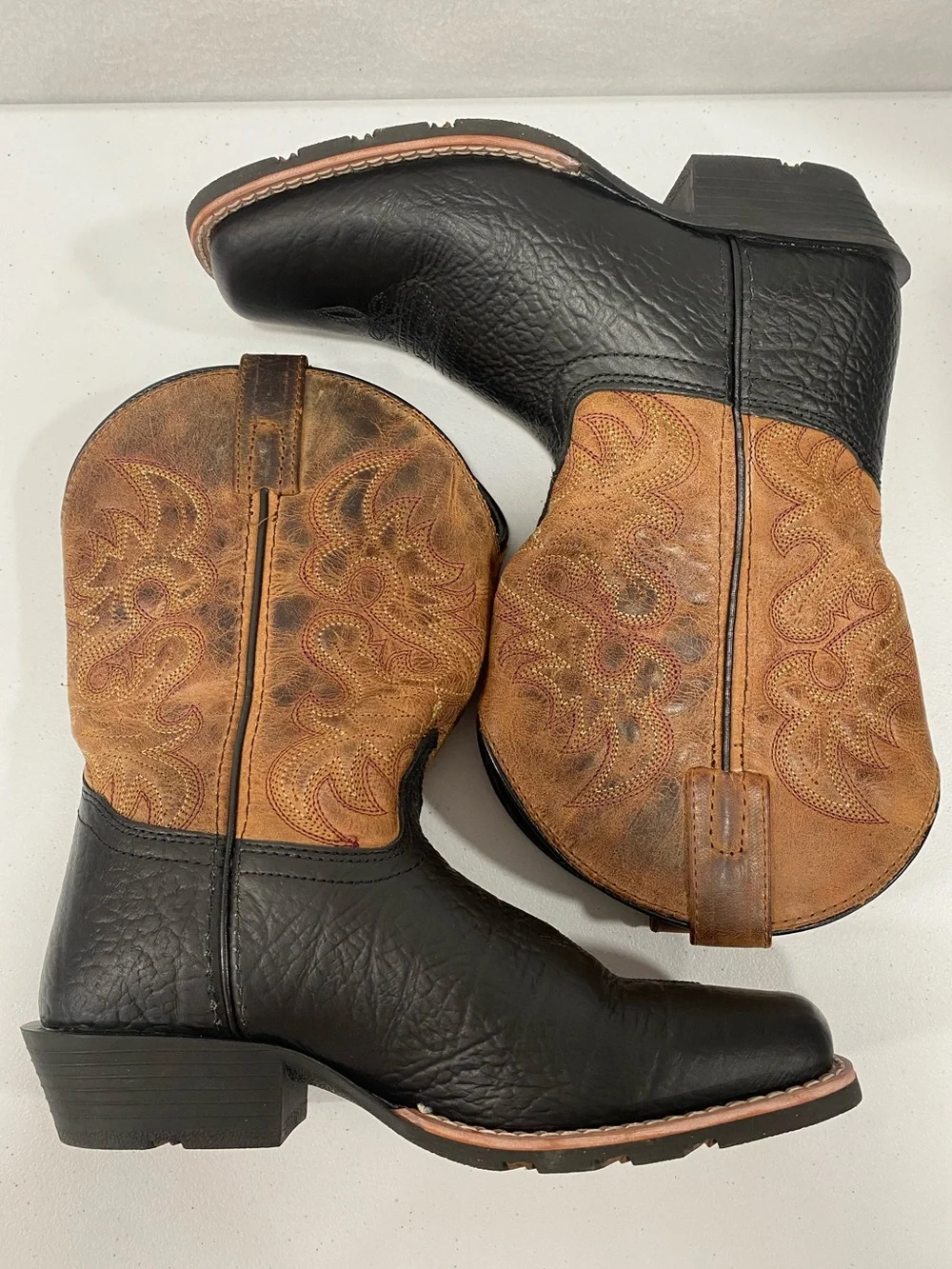 Dan Post Youth Cowboy Boots 4D Leather Western Square Toe Brown Black Unisex
